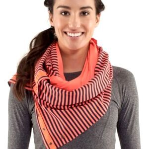 Lululemon Vinyasa Infinity Scarf Snap Circle Scarf Orange Navy Striped